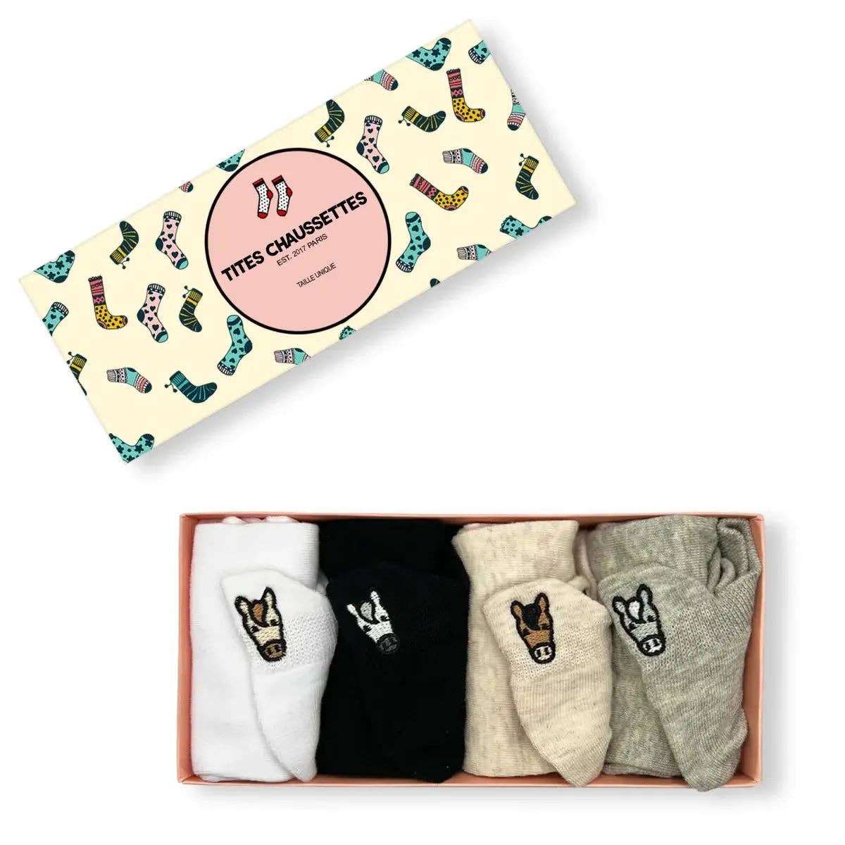 🐴 Cozy Hooves – 4er Socken-Set Pferdeliebe