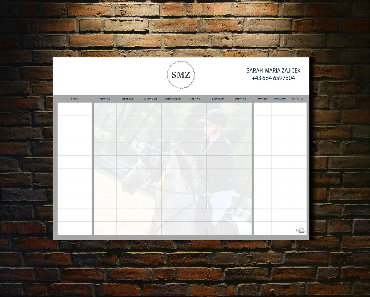 individuelle Stalltafel / Whiteboard / Futterplan mit Logo