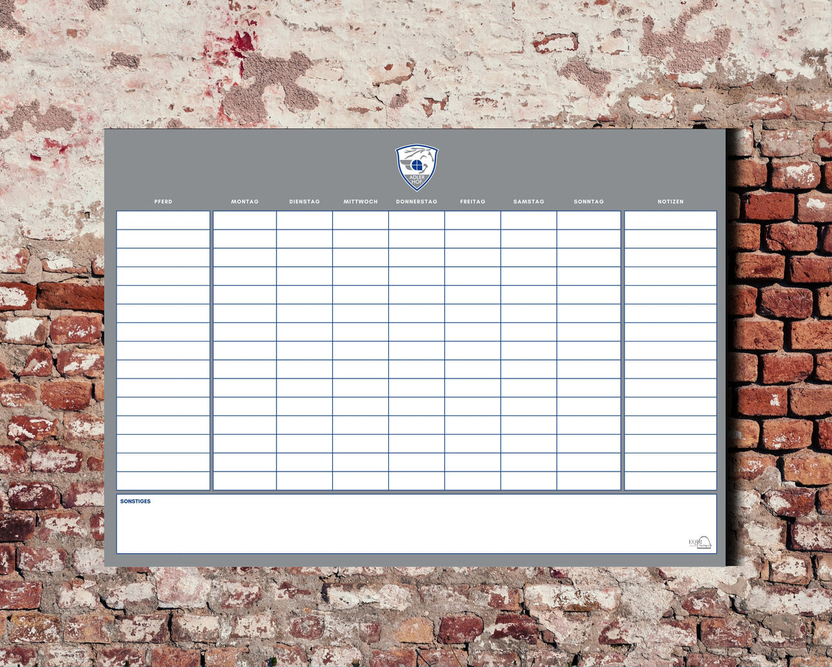 individuelle Stalltafel / Whiteboard / Futterplan mit Logo
